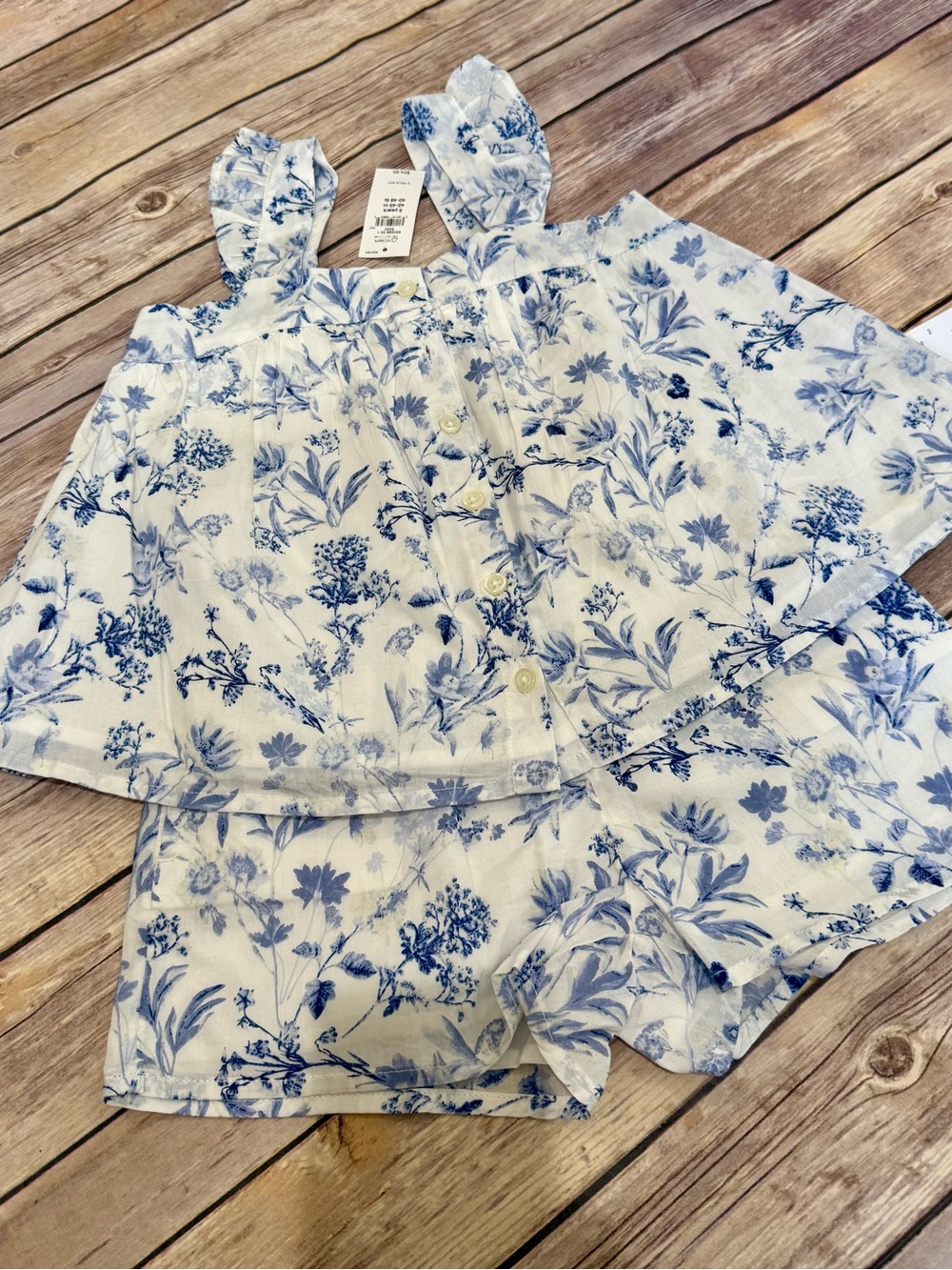 GAP White and Blue Floral Girls Pajama Set